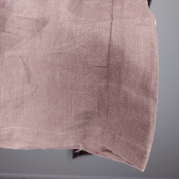 Mariyaab Linen Pants Straight Drawstring Tie Pocket Button Zip Cocoa Brown 42 - Picture 7 of 7